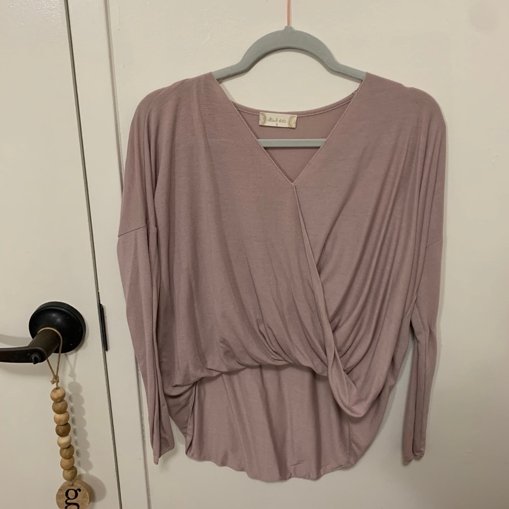Altar’d State Long Sleeve V-Neck High-Low Blouse